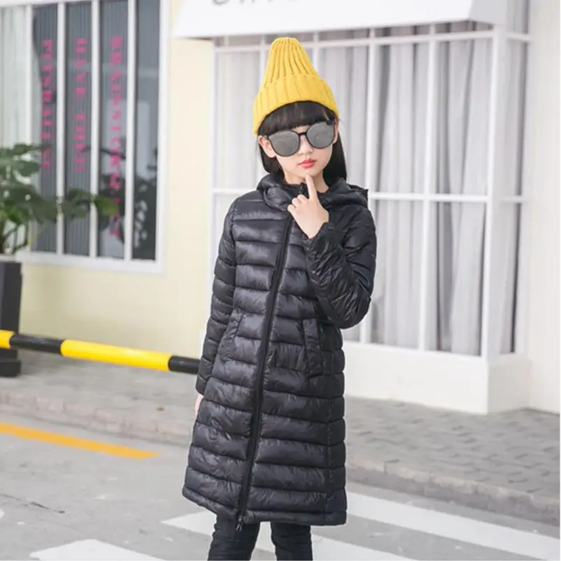 Зимняя пуховая Jackets5 14Y для девочек длинная Детская куртка с капюшоном теплая