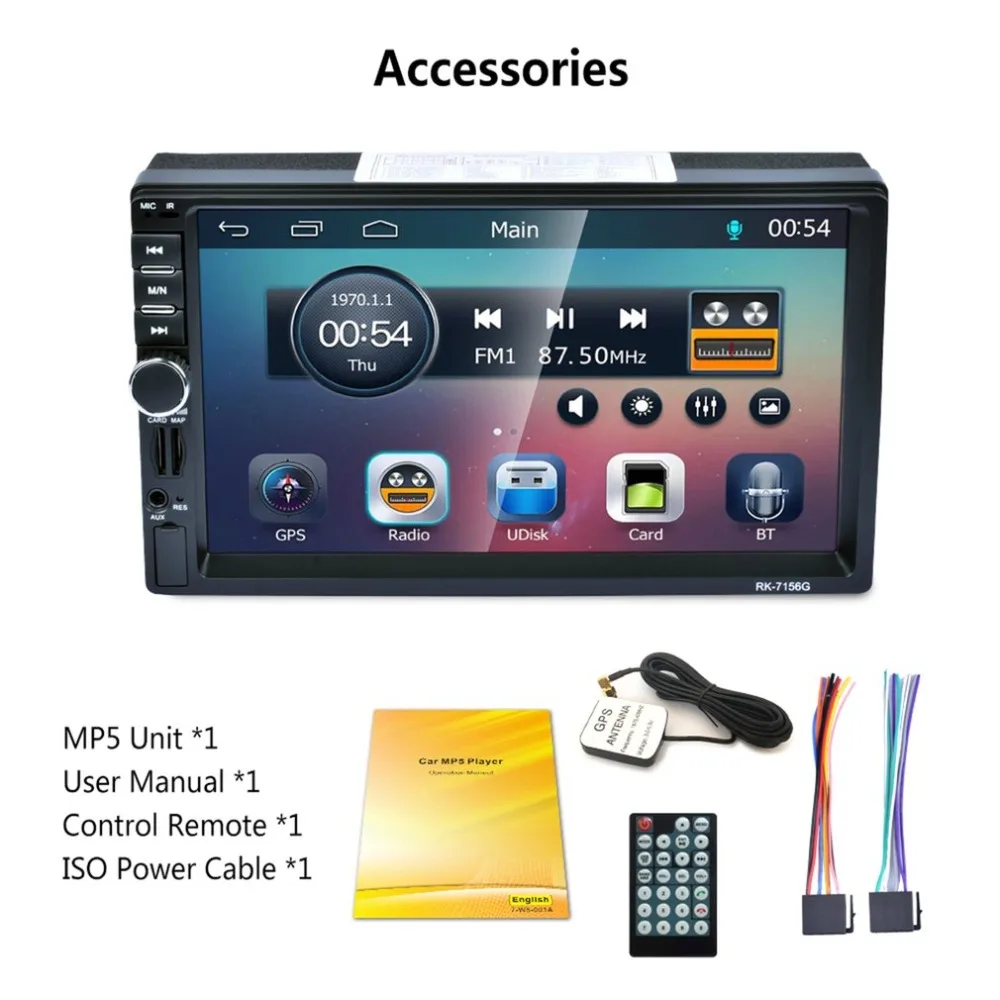 2Din 7 дюймов RK-7156G автомобильный MP5 Bluetooth FM/RDS автомобильный Радио HD сенсорный экран gps навигация автомобильный мультимедийный плеер Поддержка USB TF