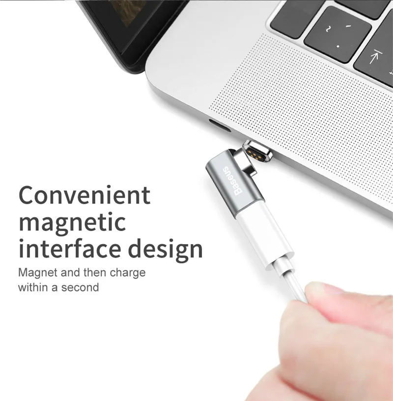 Baseus Магнитная USB-C к зарядный кабель локоть мини адаптер для Apple MacBook Pro Xiaomi Тетрадь