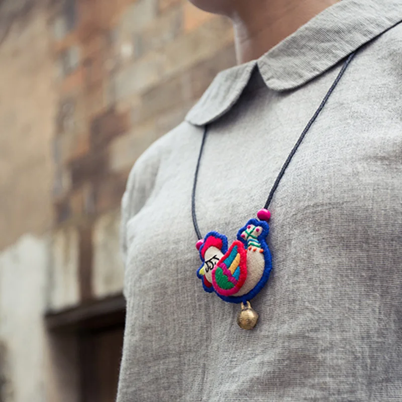 Original Handmade Embroidery Necklace Cartoon Chick Animal Folk-custom Girl Birthday Present Sweater Chain Ornaments | Дом и сад