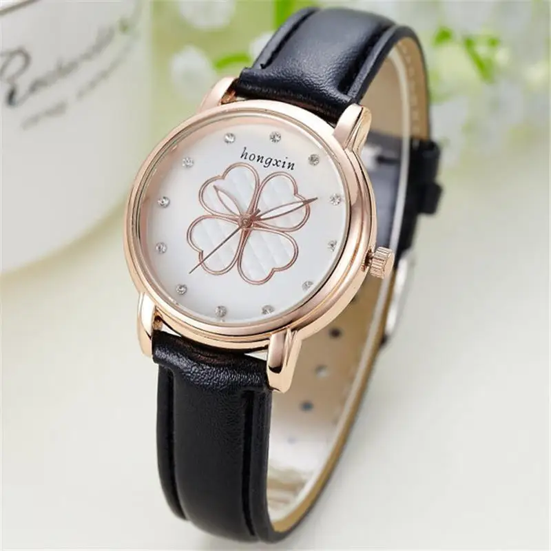 Элегантные Топ брендовые роскошные цветочные женские наручные часы кожаные