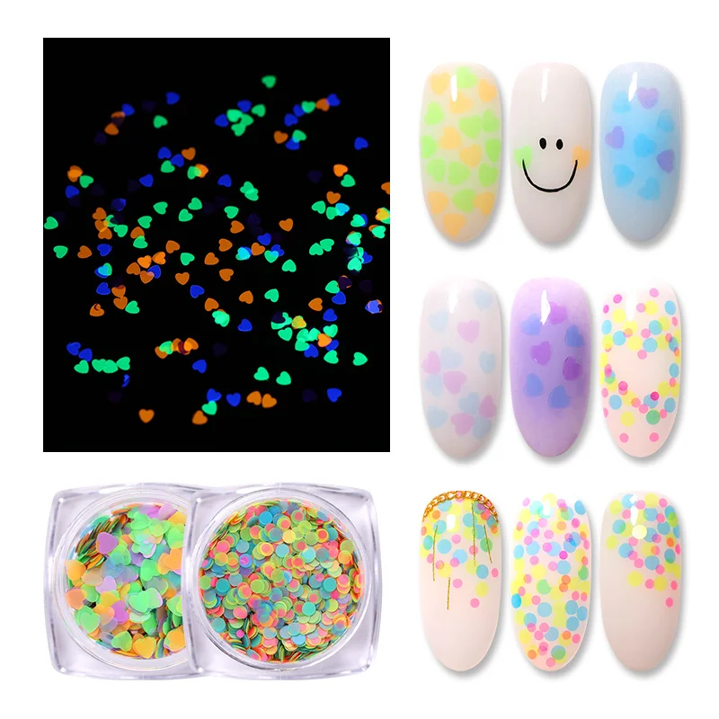 BORN PRETTY неоновые Блестки для ногтей зеленый цвет флуоресцентный эффект сердце