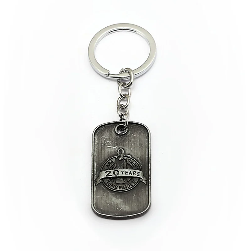 Hot Movie Tomb Raider Keychain Dog Tag Pendant Keyring Gun Pattern Necklace Key Holder Choker Accessory Men Women Jewelry Gift | Украшения