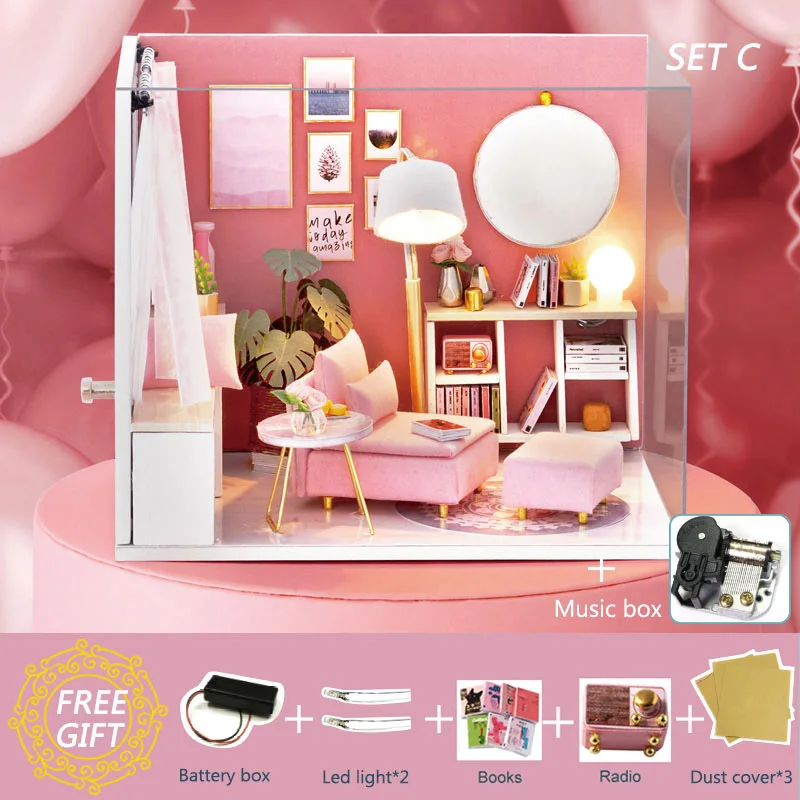 H17-C Cutebee кукольный дом мебель миниатюрный кукольный домик DIY миниатюрный дом игрушки для детей DIY кукольный домик подарок на день рождения H18-4 - Цвет: H17-C