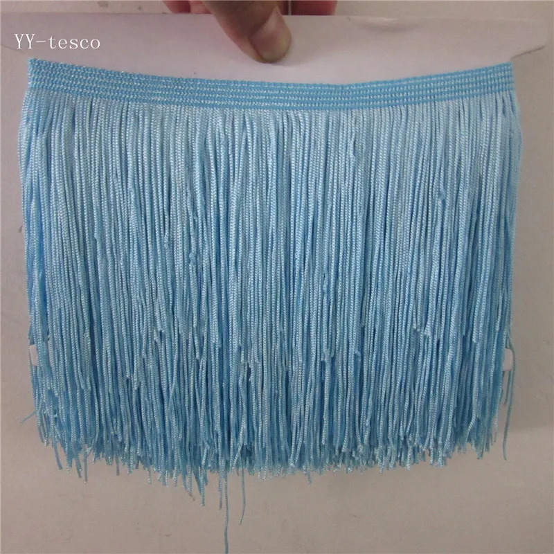 Light blue 1 ярдов 15 см длинная кружевная бахрома отделка кисточка красное вино бахрома отделка для латинских платьев сценическая одежда кружевные аксессуары лента - Цвет: Light blue