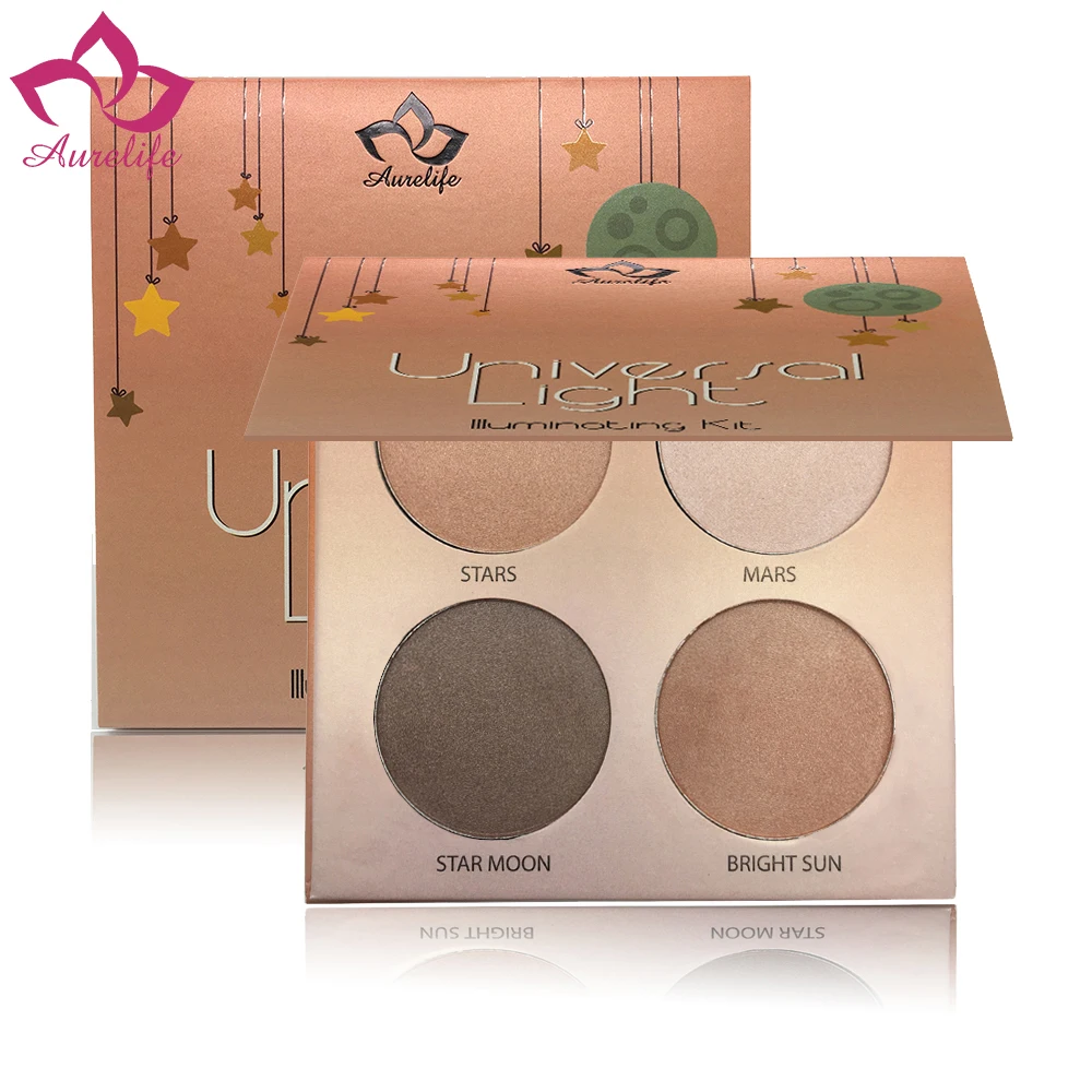 Aurelife 4 цвета Shimmer Glow Contour Kit Осветляющий Макияж Косметика телесный порошок Прямая поставка