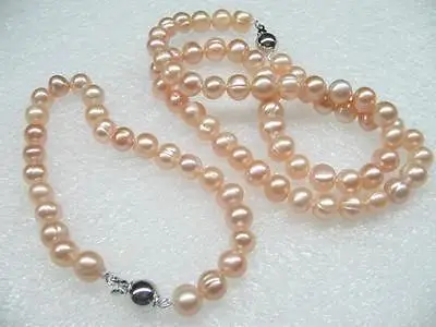 Huij 003563 подлинный 7 8 мм розовый пресноводный жемчуг ожерелье и браслет|bracelet