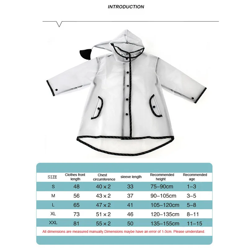 Дети с капюшоном водонепроницаемый 15 шелк прозрачный дождевик из ЭВА дети ясный