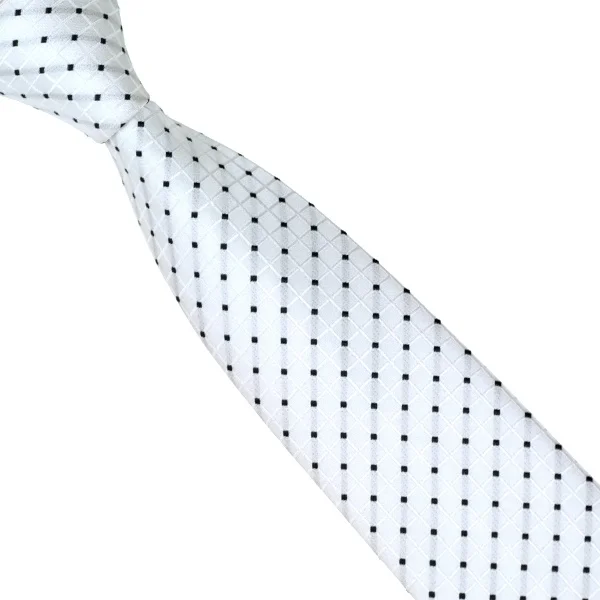 Мужской галстук из 100% шелка Узкий узкий в белую и черную клетку для мужчин