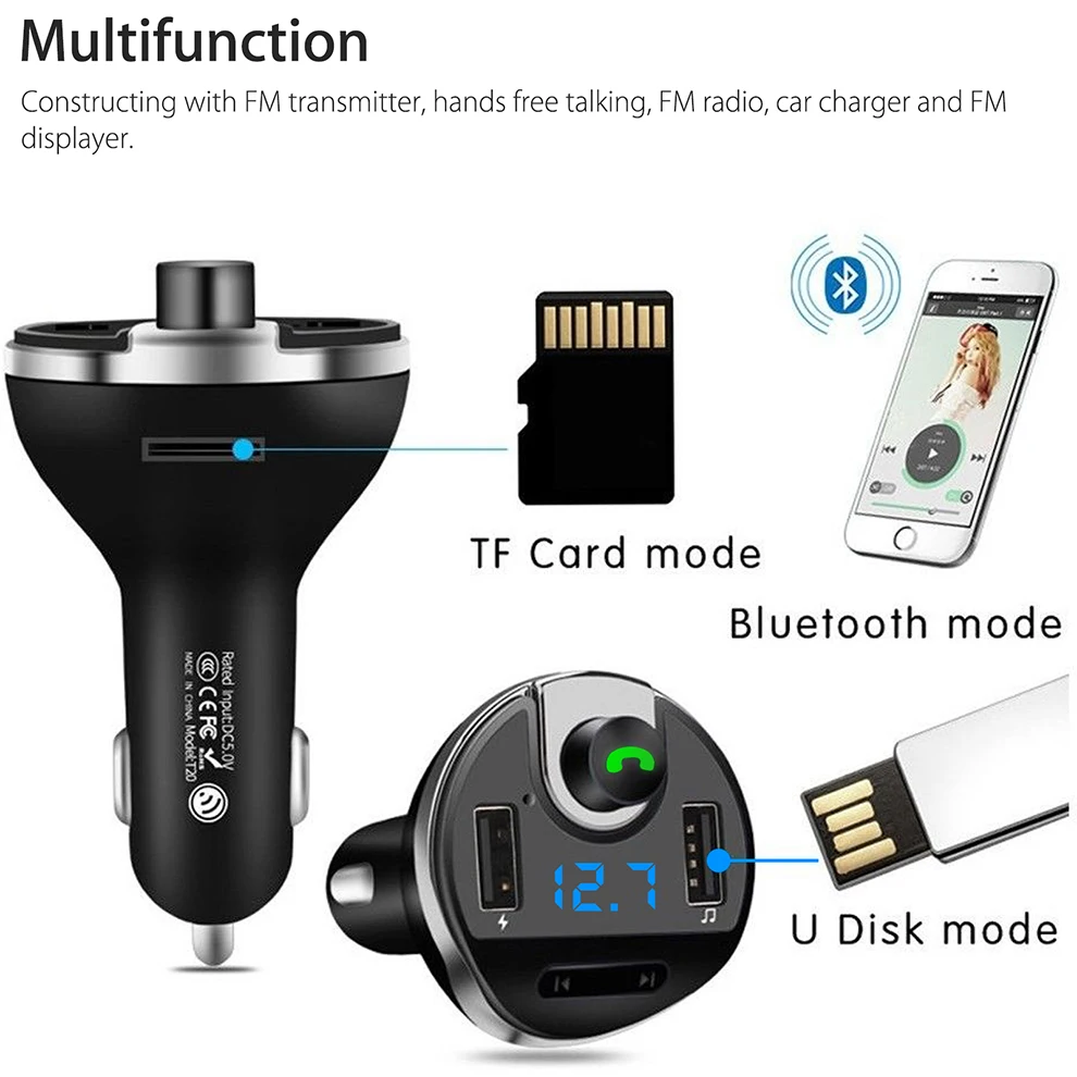 SeenDa 30 Вт двойное USB Автомобильное зарядное устройство Bluetooth Автомобильный fm-передатчик беспроводной мобильный телефон автомобильное зарядное устройство для samsung iPhone Черная пятница