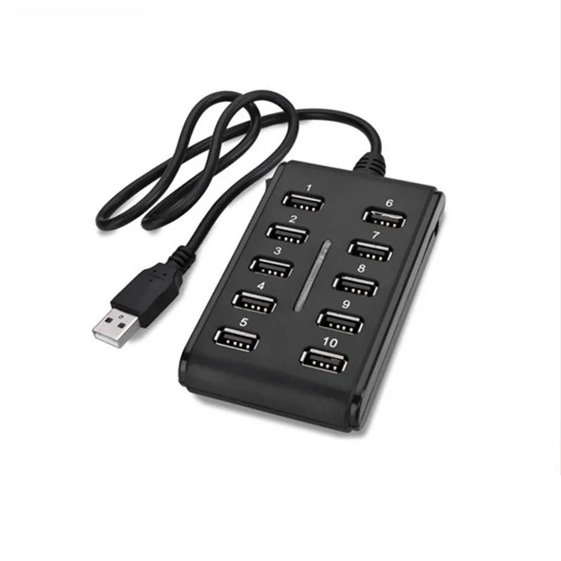 Портативное USB зарядное устройство 2,0 концентратор разветвитель 10 портов USB несколько концентраторов высокая скорость 480 Мбит/с Usb комбо для ноутбука компьютера мобильного телефона GT