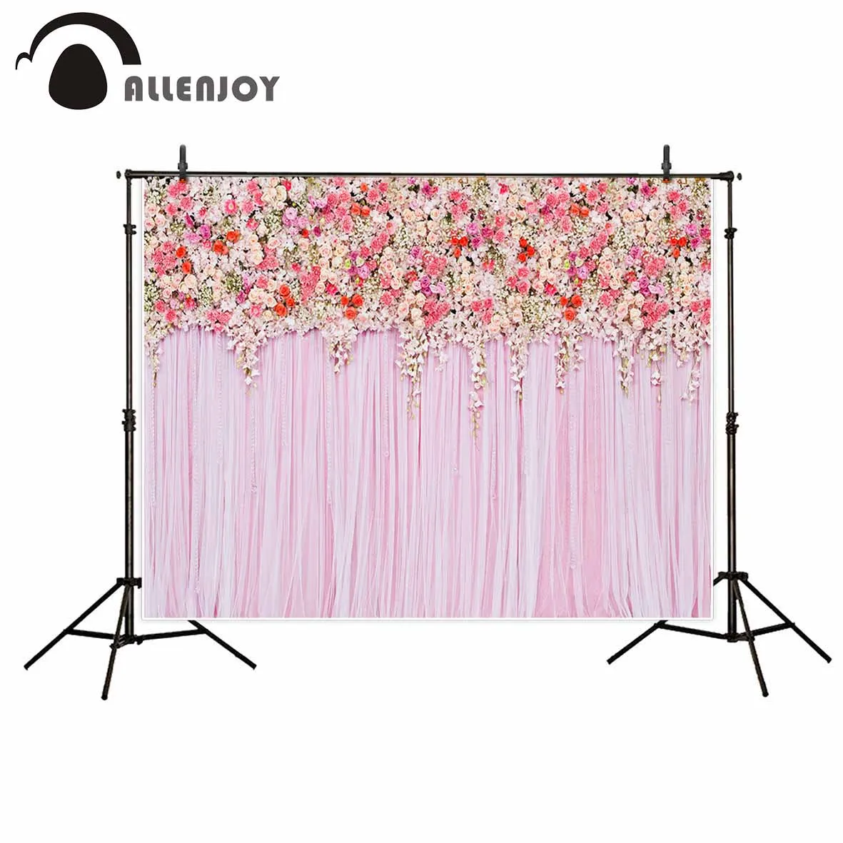

Allenjoy photographic background Pink cute flowers romantic wedding new backdrop photocall photo customize camera fotografica