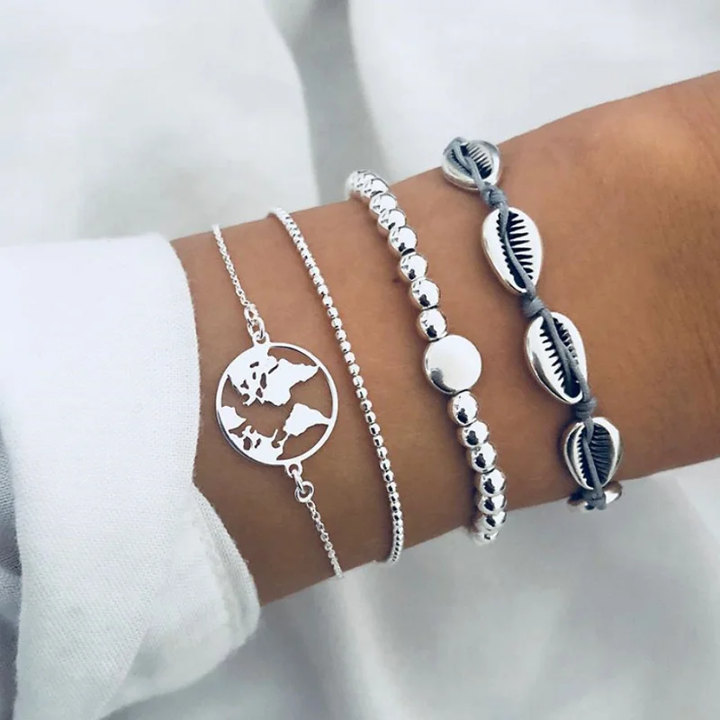 4 шт./компл. женский многослойный браслет в стиле бохо|Браслеты с шармами| |