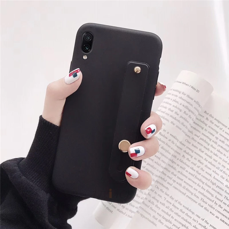 Hand Band black Силиконовый чехол с ремешком на руку для huawei p30 p20 lite pro p8 p9 p10 p smart plus, держатель с подставкой, мягкий чехол - Цвет: Hand Band black
