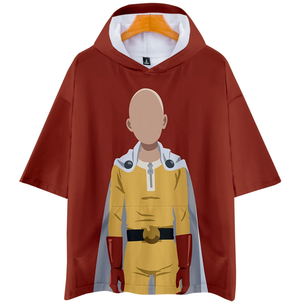 Мужская/женская футболка с капюшоном One Punch летняя уличная коротким рукавом и 3D