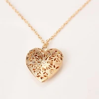 2020 the latest heart shaped necklace love to play open a small photo korean female hollow box necklace with flower