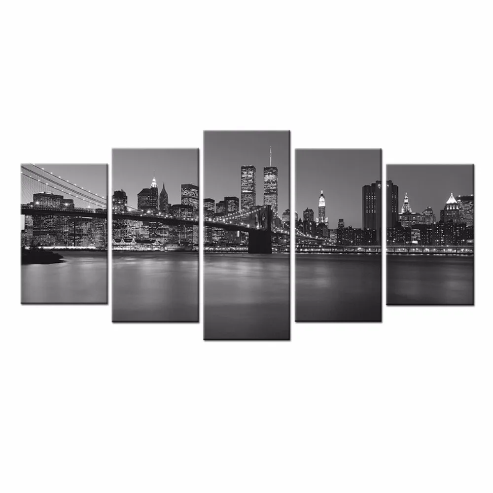 Черно-белая искусственная фотография на холсте печать заказ-современная ночная