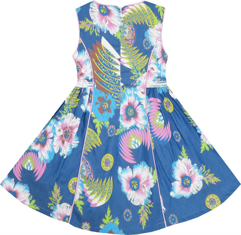 Sunny Fashion платья для девочек новогодние костюмы Рукавов джинсы Цветочный Цветок