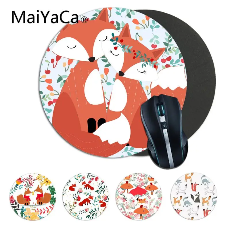 

Maiyaca животные Милая лиса DIY дизайнерский игровой с узором круглый коврик для мыши, игровая мышь для ПК, ноутбука, Настольный коврик