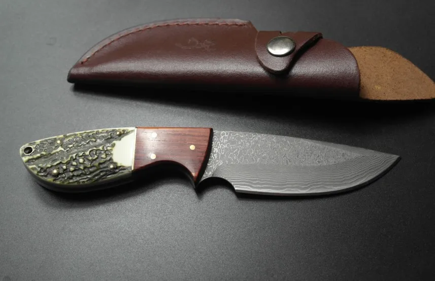 

High quality Damascus steel forged straight knife hunting high hardness outdoor self-defense knife tactical army Survival knife