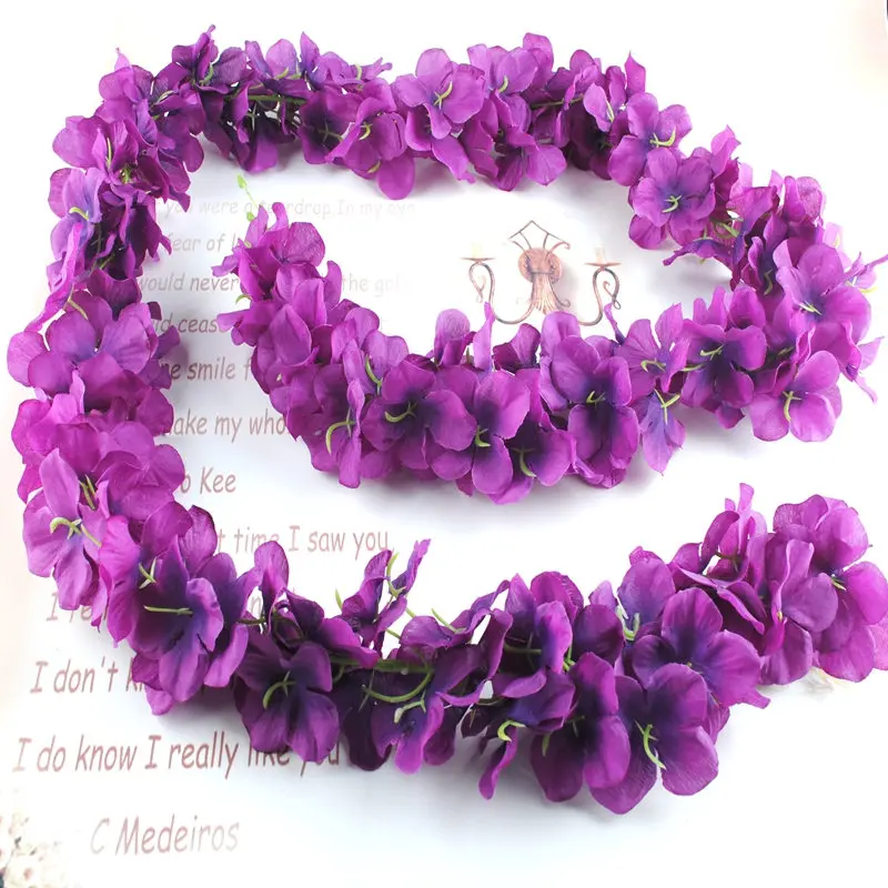 10 шт. искусственные цветы гортензии леев гирлянды Ожерелье ротанга Шелковый