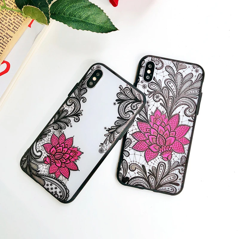 Цветочный 8 plus узорчатый Мягкий ТПУ + PC чехол для iPhone X XR XS MAX 5 5S se 6 6s 7 девчачьи чехлы