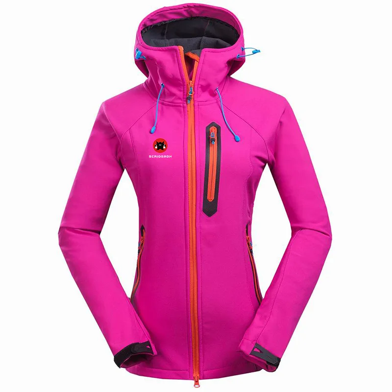 

2019 Winter Women Soft shell Outdoor Waterproof Ski Jacket Fleece Thermal Waterproof Coat Outdoor Camping Hiking Female Jacket