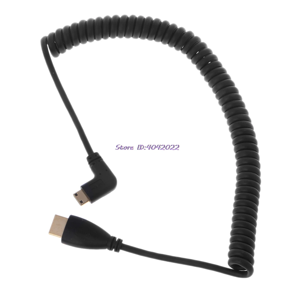 Прямоугольный 90 градусов мини HDMI к HDMI спиральный кабель конвертер Кабель-адаптер