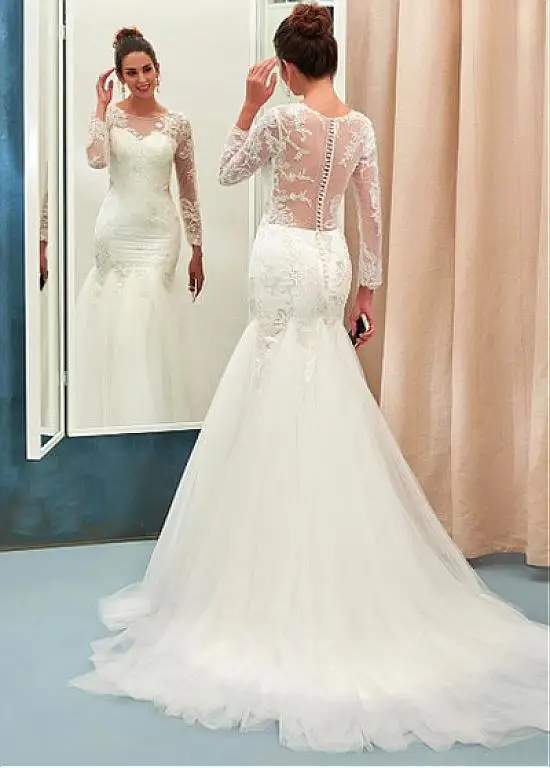 

3/4 Sleeves Vestido De Noiva Muslim Wedding Dresses Mermaid Tulle Lace Beaded Vintage Dubai Arabic Wedding Gown Bridal