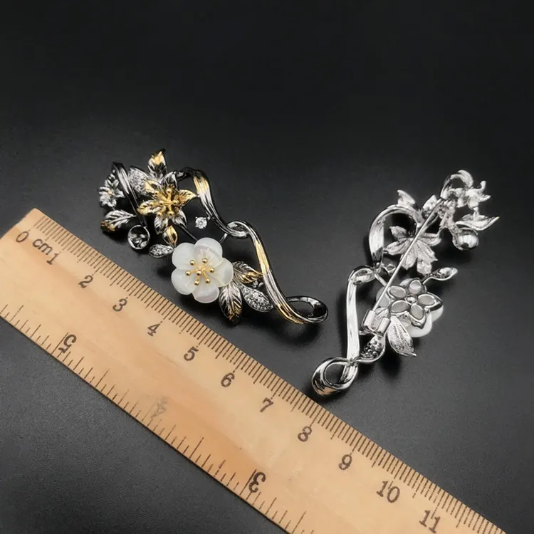

Vintage Pearl Breastpin Settings Silver&Black Color Women DIY Pearl Brooches Accessory 3Pieces/Lot