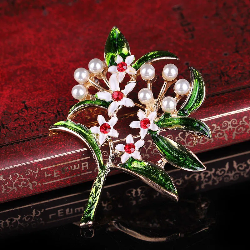 Фантазийные элегантная жемчужная брошь в виде цветка для женщин зелёная