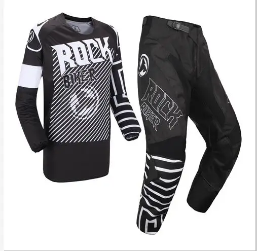 Черный ROCK BIKER, новинка 360, майка для мотокросса и штаны, ATV BMX DH MX, мото костюм, Dirt Bike Combo, велосипедные мотоциклетные комплекты одежды, S-XXL - Цвет: Черный