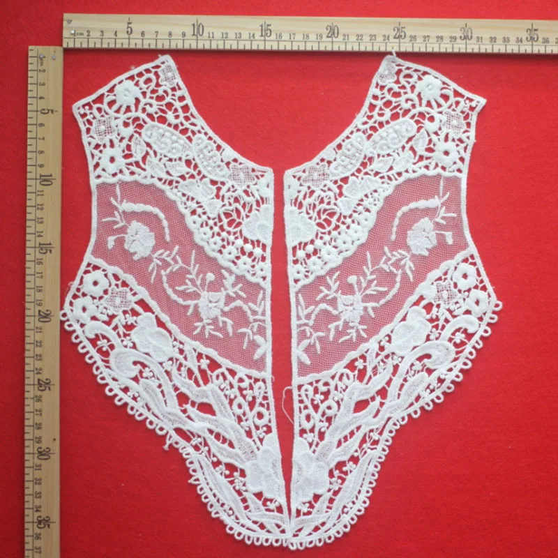2 пары кружевная белая аппликация для платья блузки|sewing trim|costume decorationneckline collar |