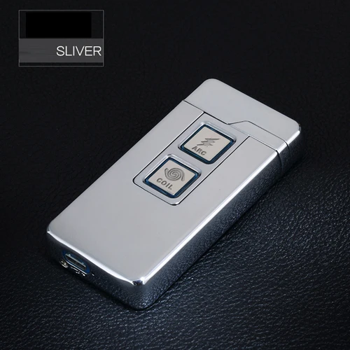 Новинка 2 в 1 Катушка и дуговая Зажигалка Смарт Электронные USB зажигалки двойного назначения сенсорный индукционный зажигания металлический прикуриватель - Название цвета: SILVER