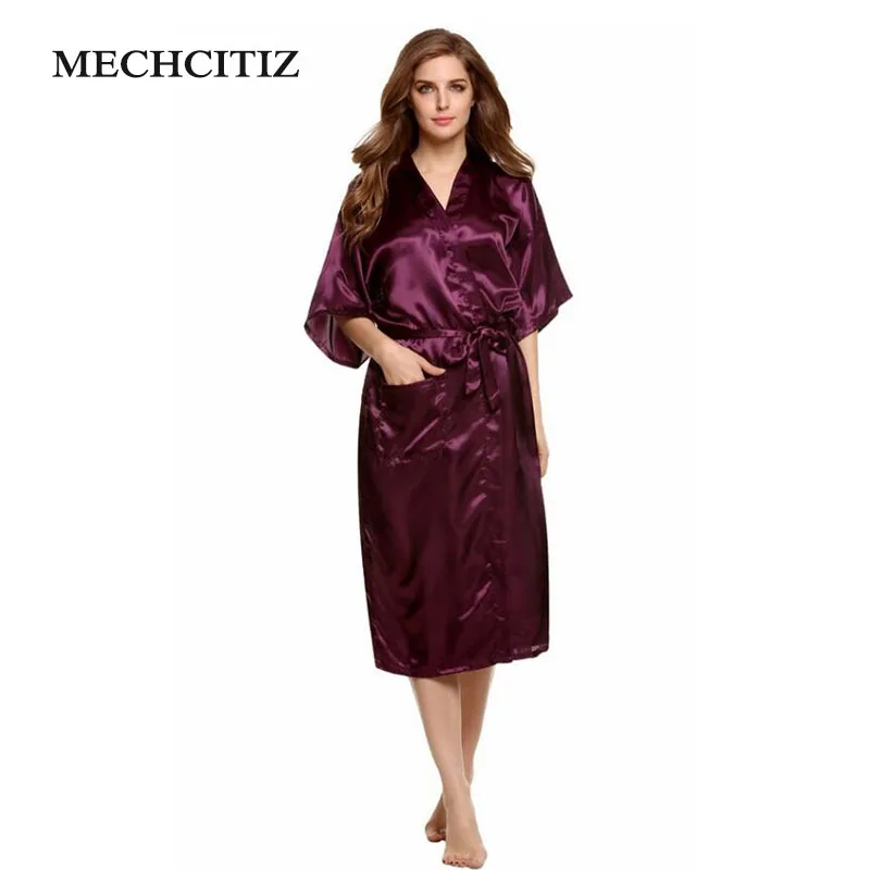 MECHCITIZ Silk Satin Wedding Mother of the Bride Robe Summer Dressing Gown Fashion Kimono For Women | Женская одежда
