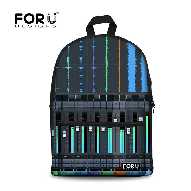FORUDESIGNS/для женщин рюкзак Панк DJ музыка печати рюкзаки для подростков обувь девочек и мальчиков проигрыватель дизайн Mochila Feminina - Цвет: Темно-синий