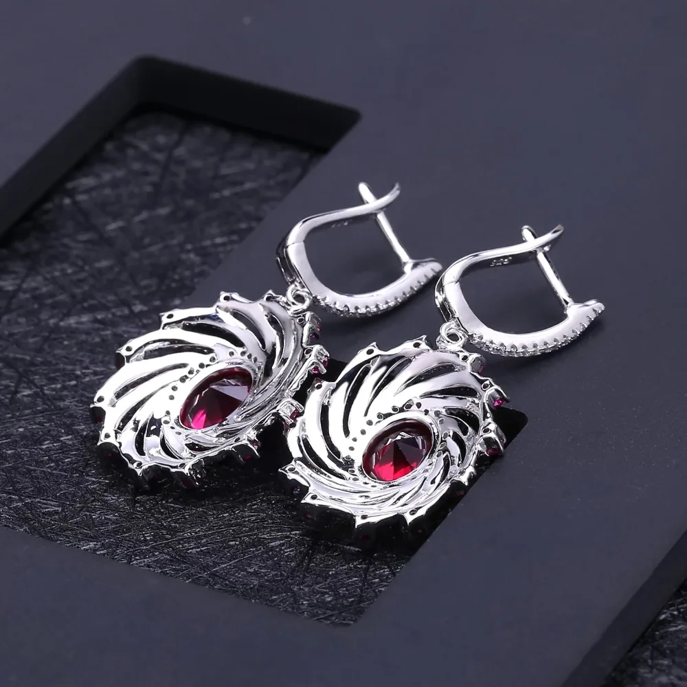 Роскошные серьги подвески с рубином массивное ювелирное изделие для влюбленных