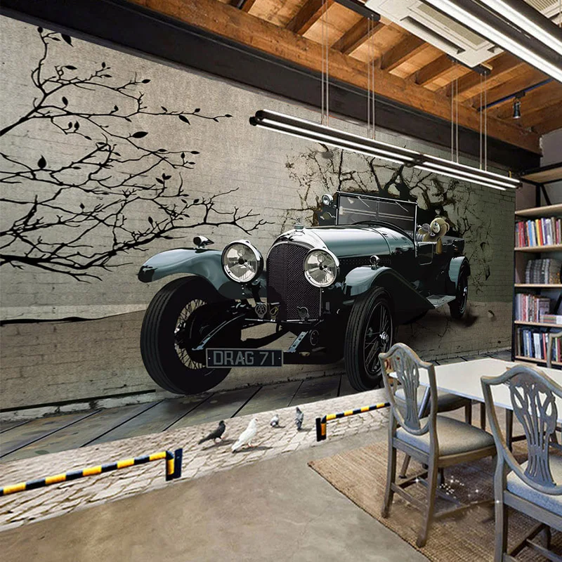 3D обои в винтажном стиле для автомобиля настенная фотообои современном ретро
