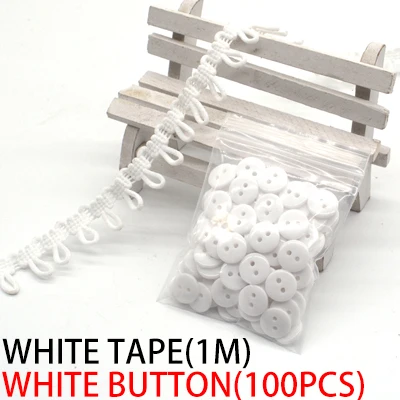 White White 1 упаковка(1 метр и 100 пуговиц), зимний комбинезон, шапка, пуговица, эластичная лента, лента для мехового воротника, Швейные аксессуары, сделай сам - Цвет: White White