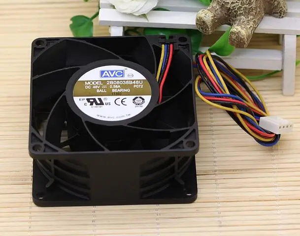 Original AVC 2B08038B48U 8038 DC 48V 0.58A 8cm 4-line PWM dual ball cooling fan | Компьютеры и офис