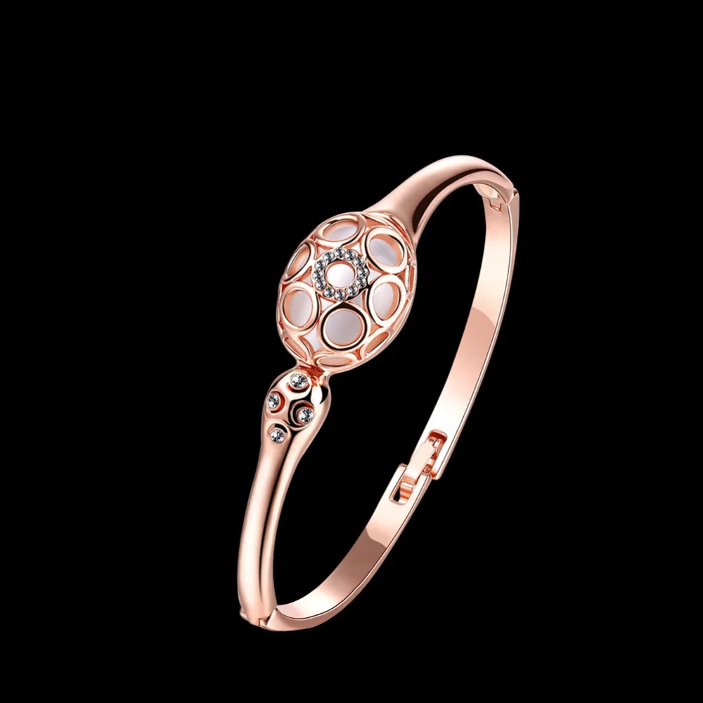 Роуз позолоченные Опал Браслет девушки Женщин выдалбливают ювелирные изделия