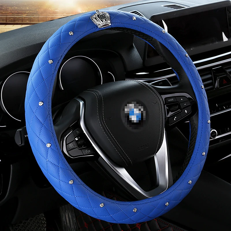 

37-38CM New Car Steering Wheel Cover Artificial Leather Steering-Wheel Covers Breathable Fabric Braid Auto Accessories Universal