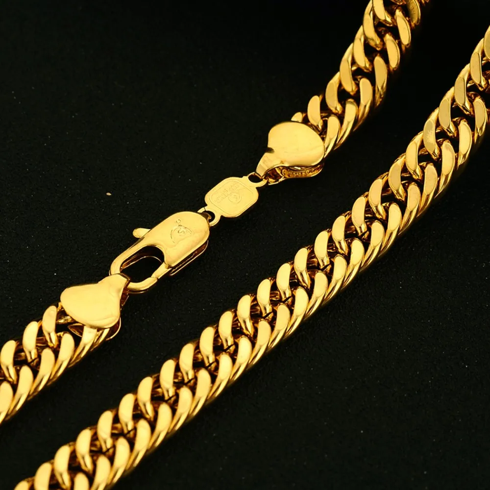 

Necklace Yellow Gold Filled Mens Double Curb Chain
