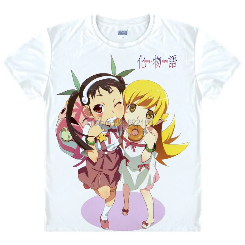 Японская аниме футболка Monogatari хлопковая рубашка Hitagi senjogaхара Mayoi косплей