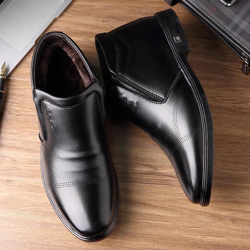 OSCO/мужские ботинки с круглым носком теплые зимние ботильоны из плюша модельные в