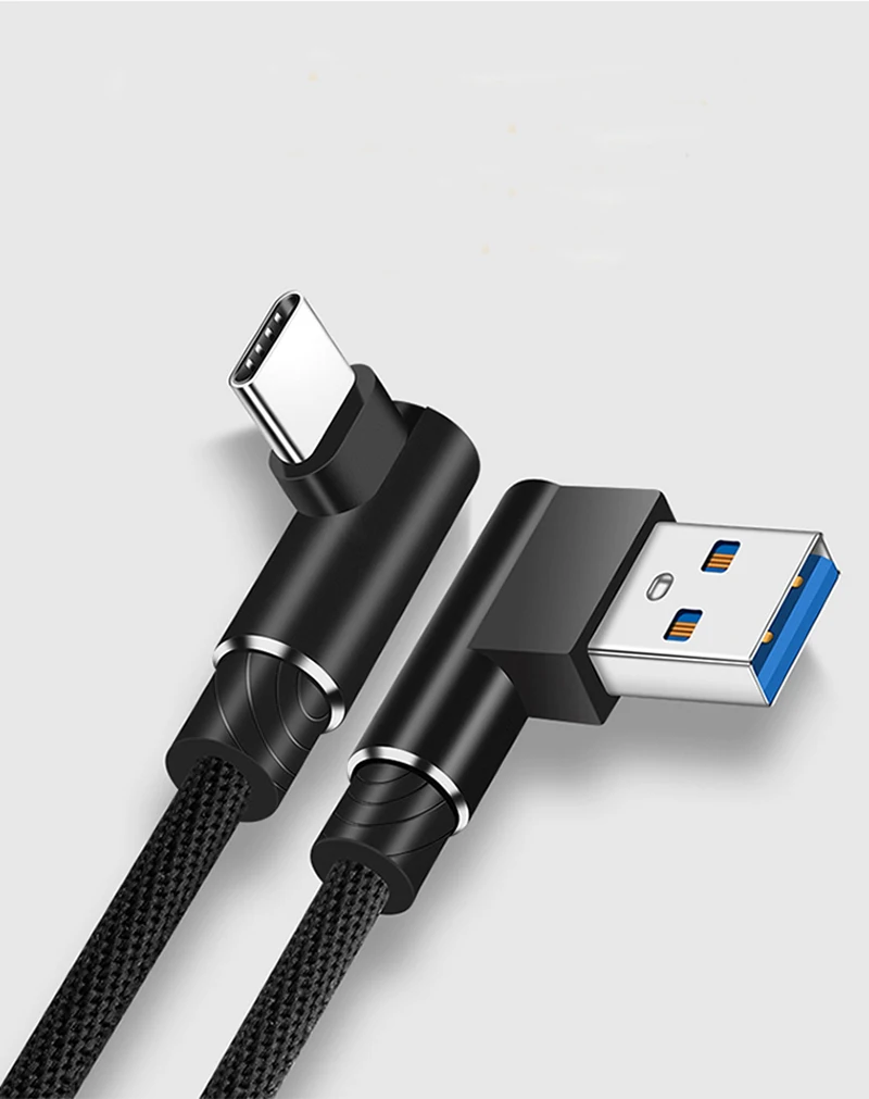 USB3.1 Тип C Плетеный 90 градусов быстрое зарядное устройство Быстрая зарядка линия