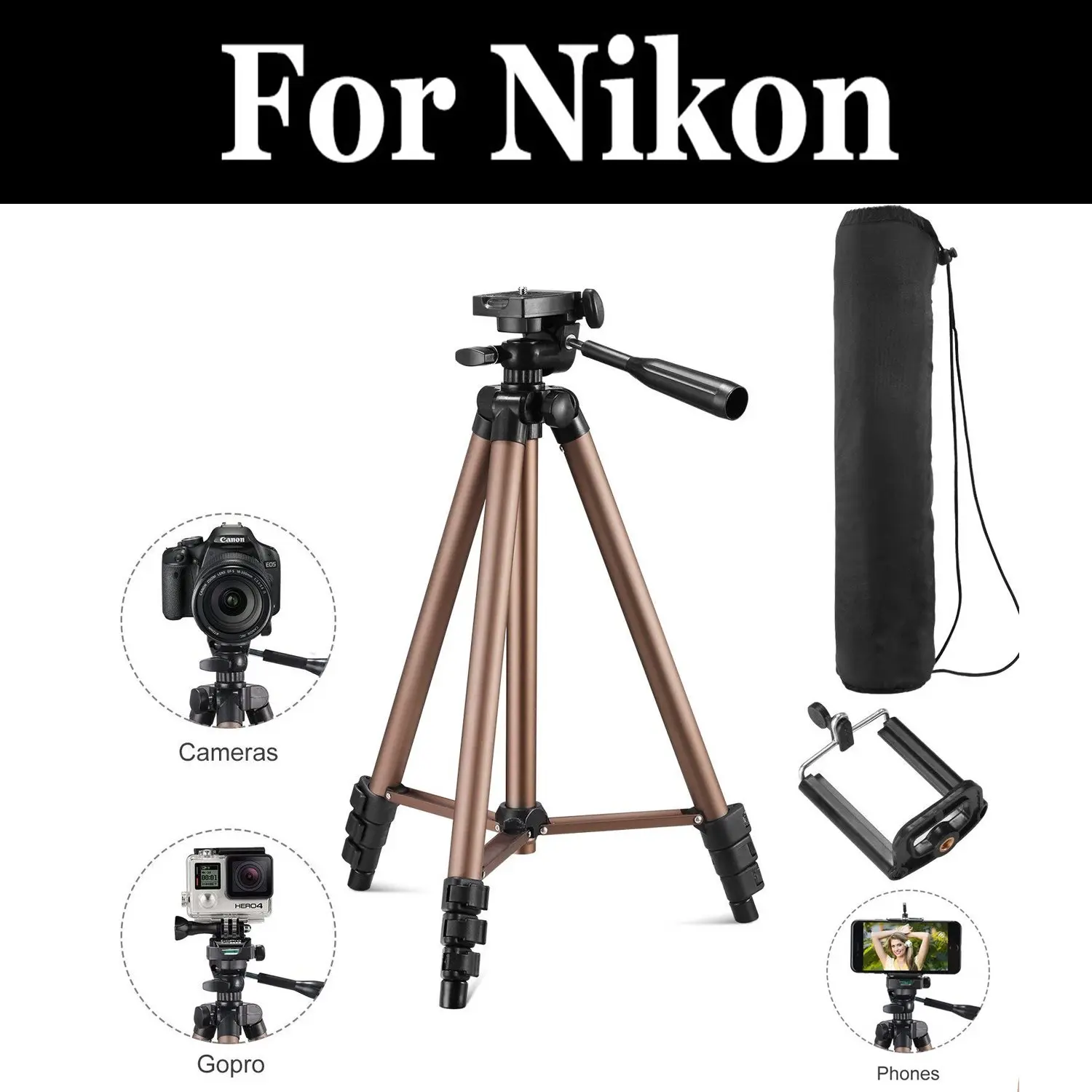 Легкий дорожный штатив из углеродного волокна для камеры Nikon 1 Aw1 J1 J2 J3 J4 J5 S1 S2 V1 V2 V3 | Отзывы и видеообзор