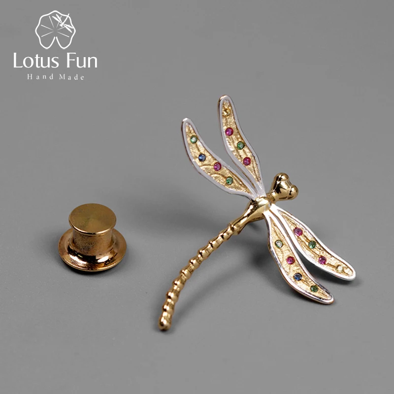 Женское ювелирное изделие стрекоза Lotus Fun изящное ручного изготовления из