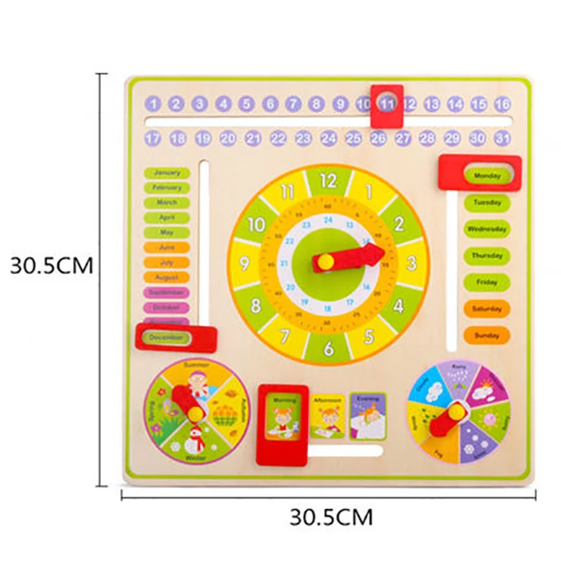 Детский Магнитный Деревянный Календарь Часы игрушки обучающий сезон Время