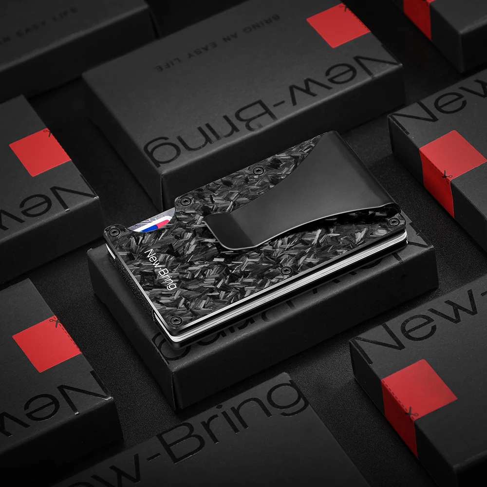 NewBring тонкий абстрактная текстура углеродное волокно держатель для карт Кредитная карта ID RFID Блокировка Кошелек передний карман подарок EDC минималистский